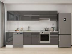 Alvinka 295X210 Cm High Gloss Mutfak Dolabı M-E90S40S45-1 High Gloss | Antrasit - Suntalam
