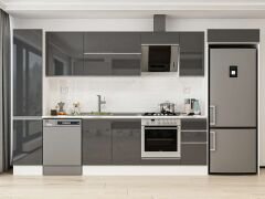 Alvinka 375X222 Cm High Gloss Mutfak Dolabı Mbb-E90B45S40-2 High Gloss | Antrasit - Suntalam