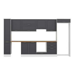 Alvinka 380X222 Cm Klasik Mebran Mutfak Dolabı Mbb-E80B40S60-1 Mebran | Antrasit - Suntalam