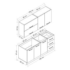 Minar 180 Cm Mutfak Dolabı Beyaz Dore 180-D2