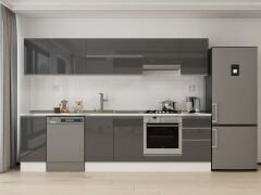 Alvinka 295X210 Cm High Gloss Mutfak Dolabı M-E90S40S45-1 High Gloss | Antrasit - Mdf