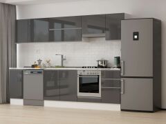 Alvinka 295X210 Cm High Gloss Mutfak Dolabı M-E90S40S45-1 High Gloss | Antrasit - Mdf