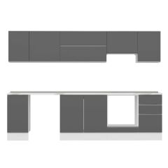 Alvinka 295X210 Cm High Gloss Mutfak Dolabı M-E90S40S45-1 High Gloss | Antrasit - Mdf