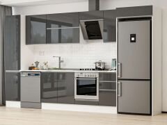 Alvinka 375X222 Cm High Gloss Mutfak Dolabı Mbb-E90B45S40-2 High Gloss | Antrasit - Mdf