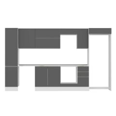 Alvinka 375X222 Cm High Gloss Mutfak Dolabı Mbb-E90B45S40-2 High Gloss | Antrasit - Mdf