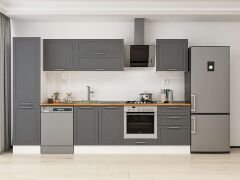 Alvinka 310X210 Cm Klasik Mebran Mutfak Dolabı Mb-E80B50S60-2 Mebran | Antrasit - Mdf