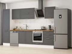 Alvinka 310X210 Cm Klasik Mebran Mutfak Dolabı Mb-E80B50S60-2 Mebran | Antrasit - Mdf