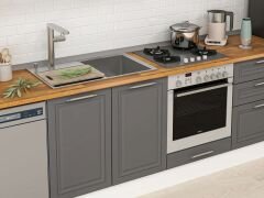 Alvinka 310X210 Cm Klasik Mebran Mutfak Dolabı Mb-E80B50S60-2 Mebran | Antrasit - Mdf