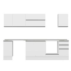 Alvinka 295X210 Cm High Gloss Mutfak Dolabı M-E90S40S45-2 High Gloss | Beyaz - Suntalam