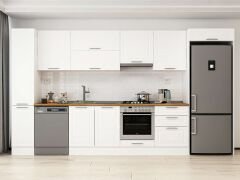 Alvinka 380X222 Cm Klasik Mebran Mutfak Dolabı Mbb-E80B40S60-1 Mebran | Beyaz - Mdf