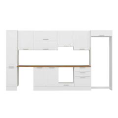 Alvinka 380X222 Cm Klasik Mebran Mutfak Dolabı Mbb-E80B40S60-1 Mebran | Beyaz - Mdf