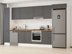 Alvinka 380X222 Cm Klasik Mebran Mutfak Dolabı Mbb-E80B40S60-1 Mebran | Antrasit - Mdf