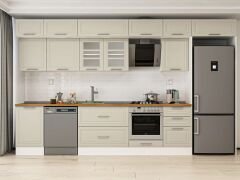 Alvinka 380X240 Cm Klasik Mebran Mutfak Dolabı Mb-E80S50S50-3 Mebran | Kumtaşı - Suntalam