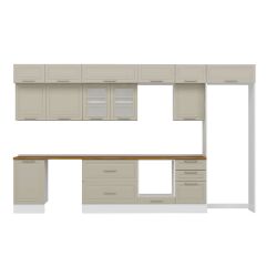 Alvinka 380X240 Cm Klasik Mebran Mutfak Dolabı Mb-E80S50S50-3 Mebran | Kumtaşı - Suntalam