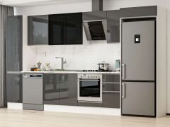 Alvinka 375X222 Cm High Gloss Mutfak Dolabı Mbb-E90B45S40-3 High Gloss | Antrasit - Suntalam