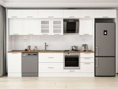 Alvinka 380X240 Cm Klasik Mebran Mutfak Dolabı Mb-E80S50S50-3 Mebran | Beyaz - Mdf