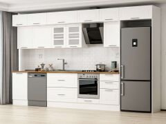 Alvinka 380X240 Cm Klasik Mebran Mutfak Dolabı Mb-E80S50S50-3 Mebran | Beyaz - Mdf