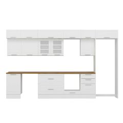 Alvinka 380X240 Cm Klasik Mebran Mutfak Dolabı Mb-E80S50S50-3 Mebran | Beyaz - Mdf