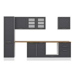 Alvinka 310X210 Cm Klasik Mebran Mutfak Dolabı Mb-E80B50S60-3 Mebran | Antrasit - Suntalam