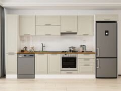 Alvinka 380X222 Cm Klasik Mebran Mutfak Dolabı Mbb-E80B40S60-1 Mebran | Kumtaşı - Mdf