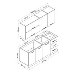 Minar 185 Cm Mutfak Dolabı Beyaz Antrasit 185-A2