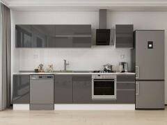 Alvinka 295X210 Cm High Gloss Mutfak Dolabı M-E90S40S45-2 High Gloss | Antrasit - Mdf