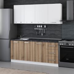 Minar 185 Cm Mutfak Dolabı Beyaz Dore 185-D1