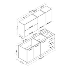 Minar 185 Cm Mutfak Dolabı Beyaz Dore 185-D2