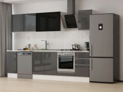 Alvinka 295X210 Cm High Gloss Mutfak Dolabı M-E90S40S45-3 High Gloss | Antrasit - Suntalam