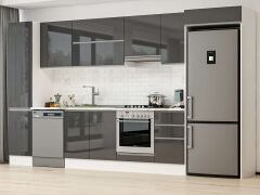 Alvinka 380X222 Cm High Gloss Mutfak Dolabı Mbb-E90B45S45-1 High Gloss | Antrasit - Suntalam