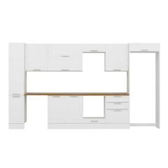 Alvinka 380X222 Cm Klasik Mebran Mutfak Dolabı Mbb-E80B40S60-2 Mebran | Beyaz - Mdf
