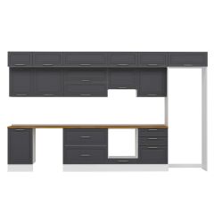 Alvinka 390X240 Cm Klasik Mebran Mutfak Dolabı Mb-E80S50S60-1 Mebran | Antrasit - Suntalam