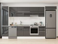 Alvinka 380X222 Cm High Gloss Mutfak Dolabı Mbb-E90B45S45-1 High Gloss | Antrasit - Mdf