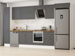 Alvinka 380X222 Cm Klasik Mebran Mutfak Dolabı Mbb-E80B40S60-2 Mebran | Antrasit - Mdf