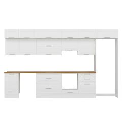 Alvinka 390X240 Cm Klasik Mebran Mutfak Dolabı Mb-E80S50S60-1 Mebran | Beyaz - Mdf