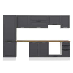 Alvinka 300X210 Cm Klasik Mebran Mutfak Dolabı Mb-E80B60S40-1 Mebran | Antrasit - Suntalam