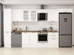 Alvinka 380X222 Cm Klasik Mebran Mutfak Dolabı Mbb-E80B40S60-3 Mebran | Beyaz - Suntalam