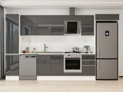 Alvinka 380X222 Cm High Gloss Mutfak Dolabı Mbb-E90B45S45-2 High Gloss | Antrasit - Suntalam