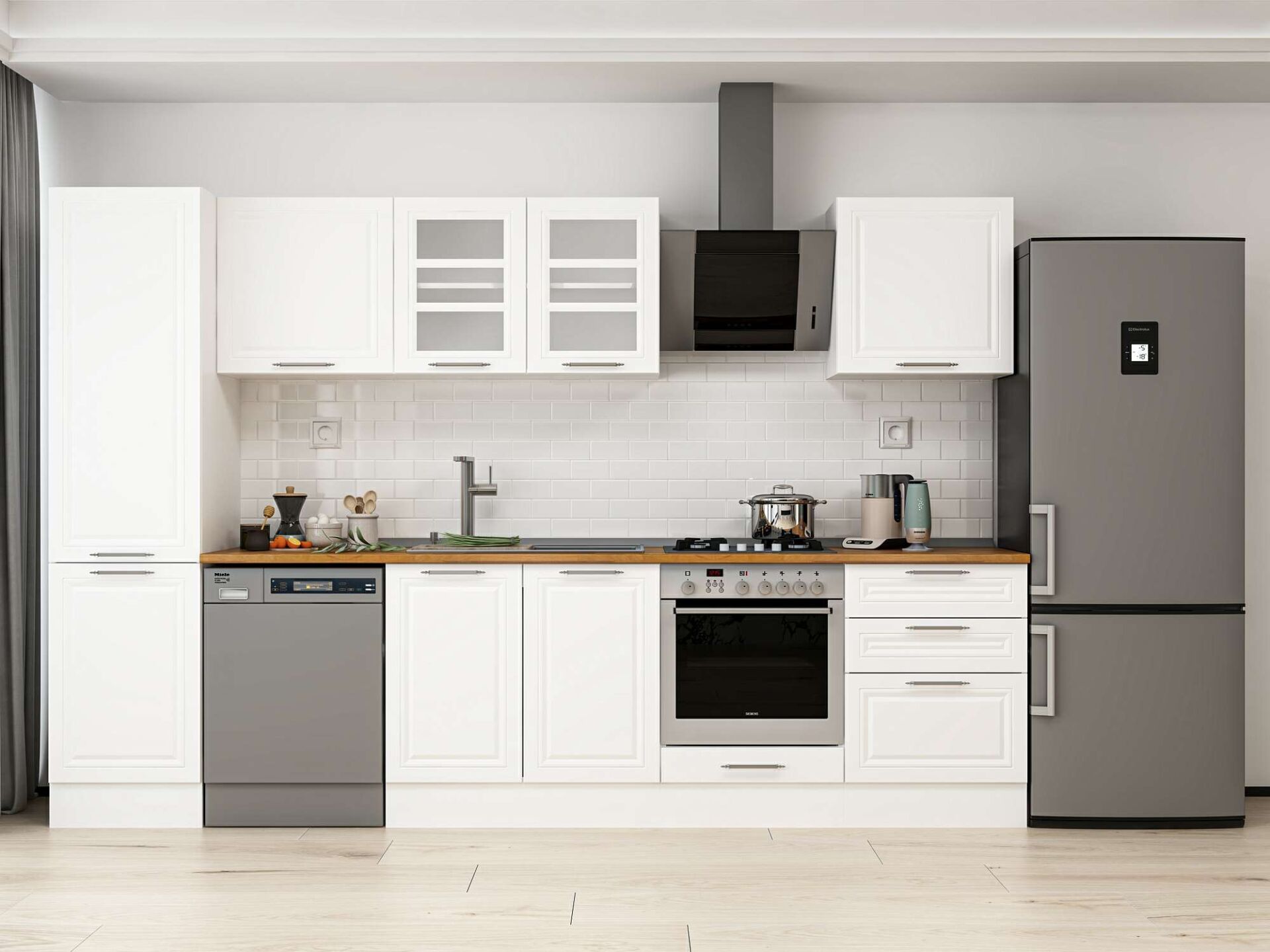 Alvinka 310X210 Cm Klasik Mebran Mutfak Dolabı Beyaz Beyaz Mb-E80B50S60-3