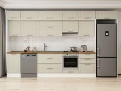 Alvinka 390X240 Cm Klasik Mebran Mutfak Dolabı Mb-E80S50S60-1 Mebran | Kumtaşı - Mdf