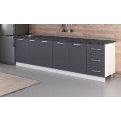 Minar 285 Cm Mutfak Dolabı Beyaz Antrasit 285-A1-Alt Modül