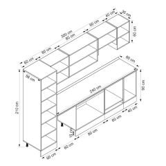 Alvinka 300X210 Cm Klasik Mebran Mutfak Dolabı Beyaz Beyaz Mb-E80B60S40-1