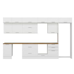 Alvinka 390X240 Cm Klasik Mebran Mutfak Dolabı Mb-E80S50S60-2 Mebran | Beyaz - Suntalam