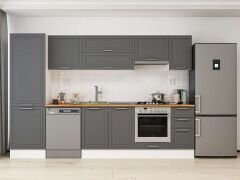 Alvinka 300X210 Cm Klasik Mebran Mutfak Dolabı Mb-E80B60S40-1 Mebran | Antrasit - Mdf