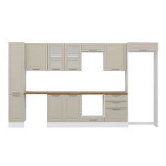 Alvinka 380X222 Cm Klasik Mebran Mutfak Dolabı Mbb-E80B40S60-3 Mebran | Kumtaşı - Suntalam