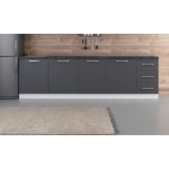 Minar 285 Cm Mutfak Dolabı Beyaz Antrasit 285-A2-Alt Modül