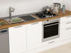 Alvinka 380X222 Cm Klasik Mebran Mutfak Dolabı Mbb-E80B40S60-3 Mebran | Beyaz - Mdf