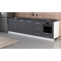 Minar 285 Cm Mutfak Dolabı Beyaz Antrasit 285-A3-Alt Modül