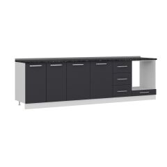 Minar 285 Cm Mutfak Dolabı Beyaz Antrasit 285-A3-Alt Modül