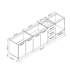Minar 285 Cm Mutfak Dolabı Beyaz Antrasit 285-A6-Alt Modül